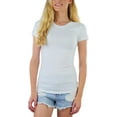 thumbnail image 1 of ToBeInStyle Women's Slim Fit Crew Neck Short Sleeve Longline Tee, 1 of 6
