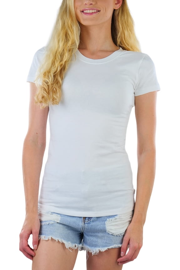 Women's Slim Fit Crew Neck Short Sleeve Longline Tee