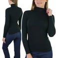 thumbnail image 1 of ToBeInStyle Women's Soft Cotton Long Sleeve Turtleneck Sweatshirt - Black - Large, 1 of 6