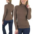 thumbnail image 1 of ToBeInStyle Women's Soft Cotton Long Sleeve Turtleneck Sweatshirt - Chestnut - 1X, 1 of 6