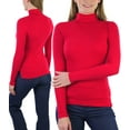 thumbnail image 1 of ToBeInStyle Women's Soft Cotton Long Sleeve Turtleneck Sweatshirt - Deep Red - 3X, 1 of 7