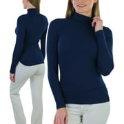 ToBeInStyle Women's Soft Cotton Long Sleeve Turtleneck Sweatshirt - Eclipse - 3X