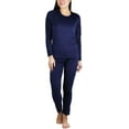 thumbnail image 1 of ToBeInStyle Women's Soft Velvet Long Sleeve Top and Bottom Thermal Set, 1 of 7