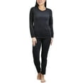 thumbnail image 1 of ToBeInStyle Women's Soft Velvet Long Sleeve Top and Bottom Thermal Set, 1 of 7