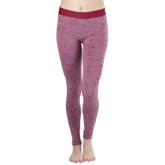 ToBeInStyle Women's Solid Waistband Space Dye Workout Leggings - Small - Burgundy