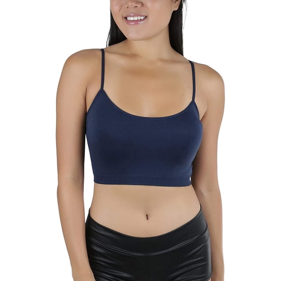 ToBeInStyle Women's Spaghetti Cami Top Basic Bralette w/o Padding or Underwire