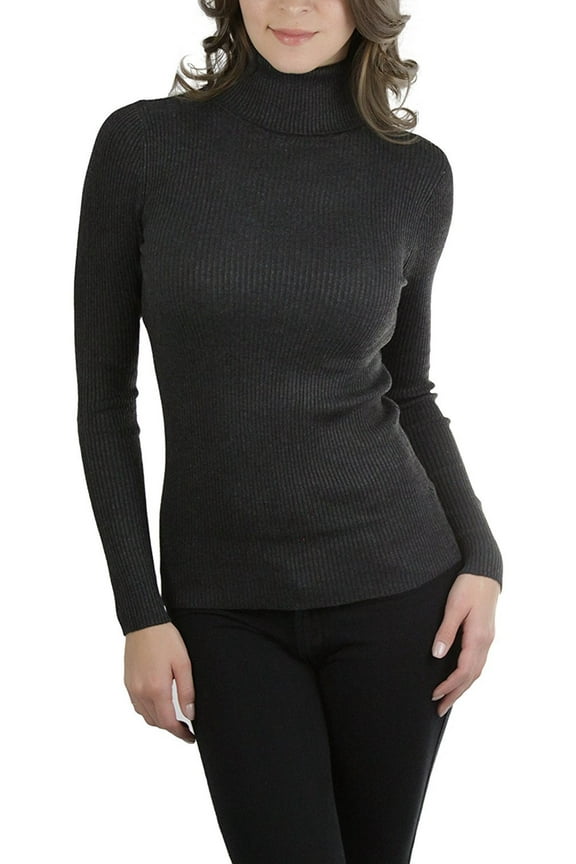 Women's Stretchy Line Design Turtleneck Sweater