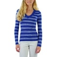 thumbnail image 1 of ToBeInStyle Women's Striped Classic Long Sleeve V-Neck Pullover Sweater - Bright Royal - Medium, 1 of 6