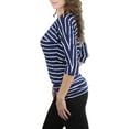 thumbnail image 1 of ToBeInStyle Women's Striped Drop-Sleeve Side Shirring Top, 1 of 12