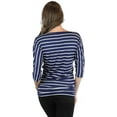 thumbnail image 1 of ToBeInStyle Women's Striped Drop-Sleeve Side Shirring Top, 1 of 3