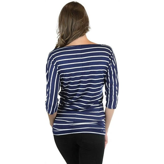ToBeInStyle Women's Striped Drop-Sleeve Side Shirring Top