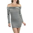 thumbnail image 1 of ToBeInStyle Women's Striped Off-The-Shoulder Top, 1 of 2