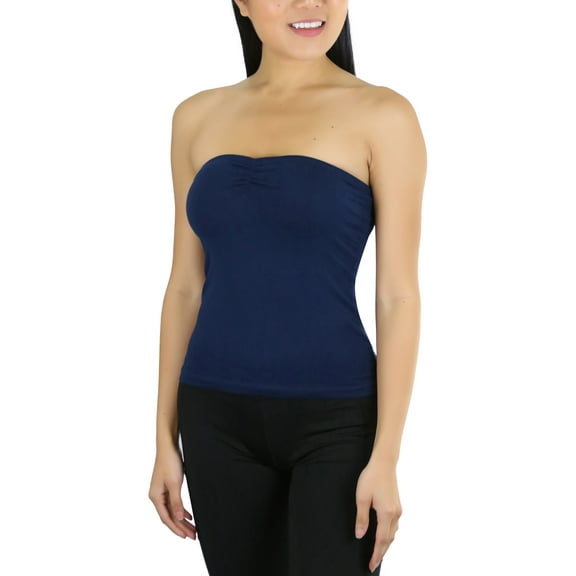 ToBeInStyle Women's Sweetheart Neck Bandeau Knit Tube Top - Eclipse - S