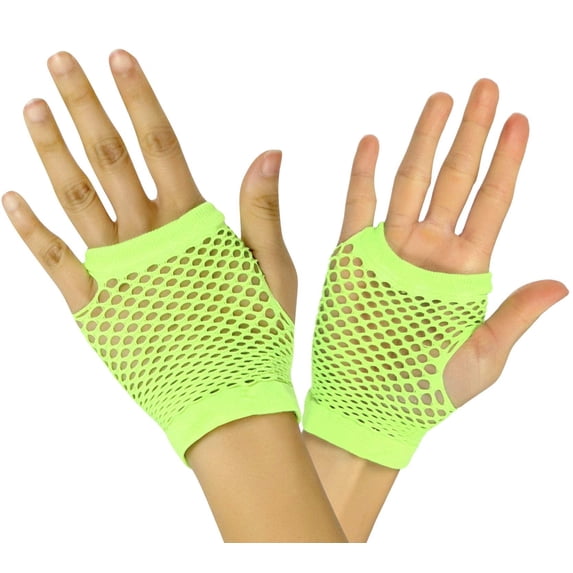 ToBeInStyle Women's Thick Diamond Net Gloves - Neon Green - One Size