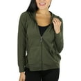 thumbnail image 1 of ToBeInStyle Women's Thin Fabric Long Sleeve Kangaroo Pocket Zip Up Hoodie - Olive - Small, 1 of 4
