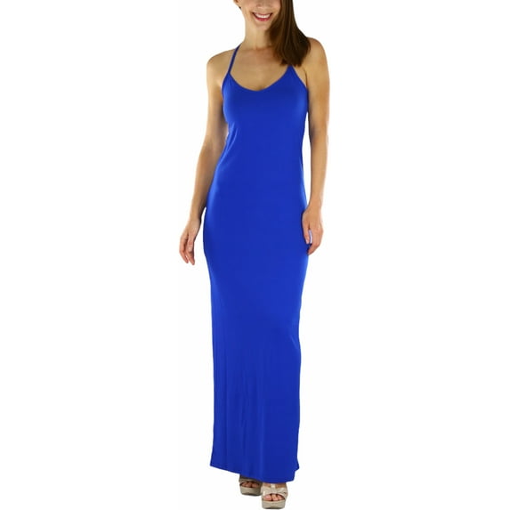 ToBeInStyle Women's Thin Strap Racerback V-Neck Maxi Dress