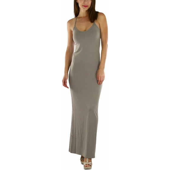 ToBeInStyle Women's Thin Strap Racerback V-Neck Maxi Dress
