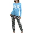 thumbnail image 1 of ToBeInStyle Women's Top with Text and Drawstring Bottom Pajama Set, 1 of 5