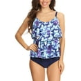 thumbnail image 1 of ToBeInStyle Women's Two Tier Ruffle Tankini, 1 of 3