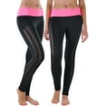 thumbnail image 1 of ToBeInStyle Women's Two Tone Mesh Panel Active Leggings, 1 of 5