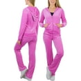 thumbnail image 1 of ToBeInStyle Women's Velour Tracksuit Zip-Up Hooded Jacket and Matching Pants, 1 of 9
