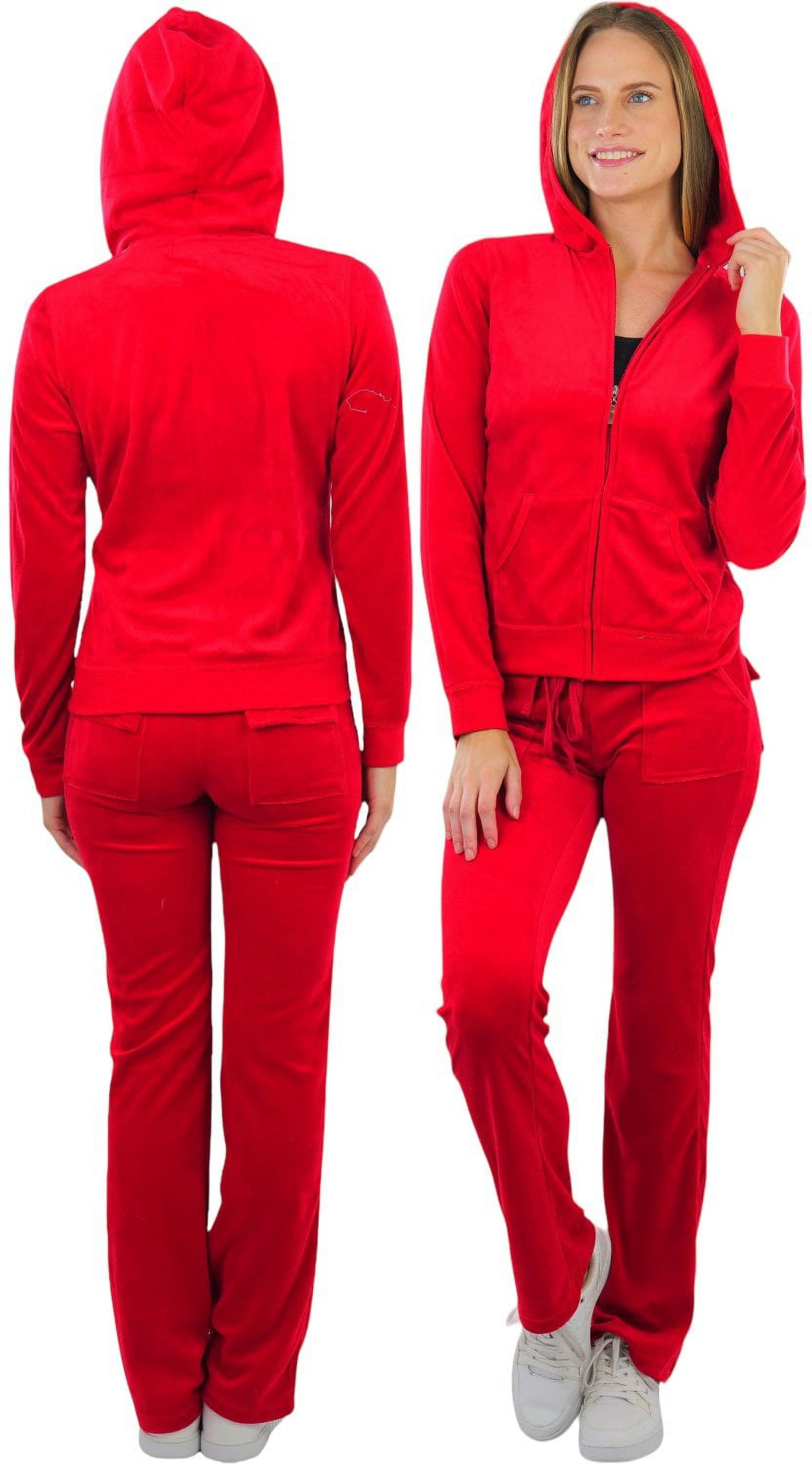 ToBeInStyle Women s Velour Tracksuit Zip Up Hooded Jacket and Matching Pants Walmart