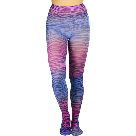 ToBeInStyle Women's Vibrant Multicolor Animal Print Leggings - Zebra Print Rainbow - One Size