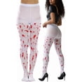 thumbnail image 1 of ToBeInStyle Women's White Opaque Halloween Tights Pantyhose with Red Blood Stains Splatter Cosplay Zombie - White Red - One Size, 1 of 7