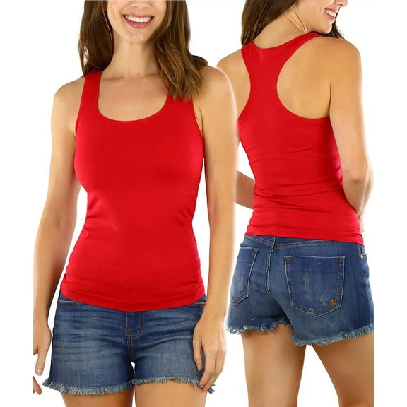 ToBeInStyle Women's Wide Strap Racerback Active Tank Top - Red - One Size Regular