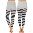 thumbnail image 1 of ToBeInStyle Women's Wide Stripes Footless Elastic Leggings White, 1 of 7