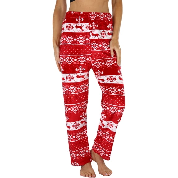 ToBeInStyle Women's Winter Print Ankle Length Pajama Bottoms - Christmas Reindeers