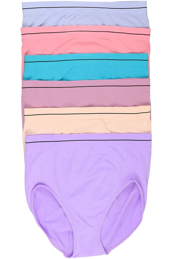 Womens 6 Pack Plus Size Seamless Flower High Waist Briefs