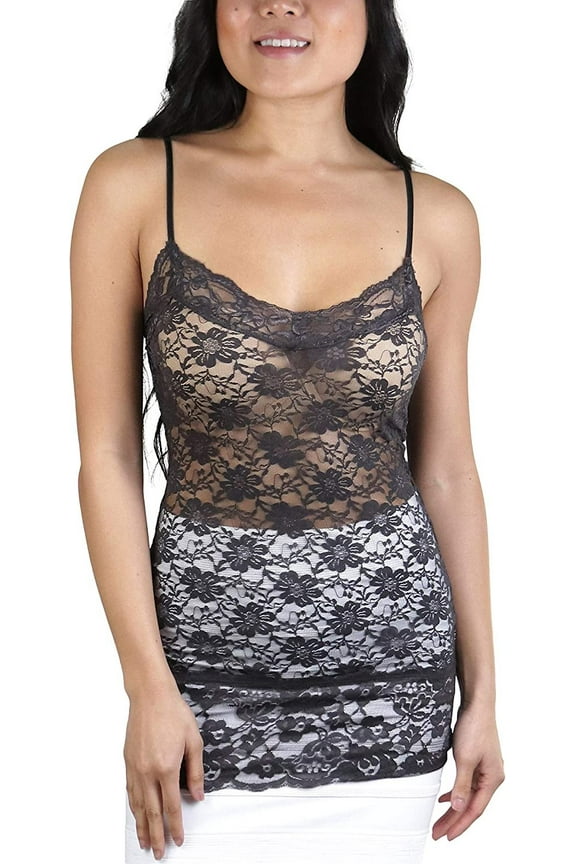 Womens Basic Layering Cotton Cami & Sheer Lace Camisoles