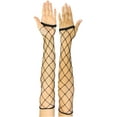 thumbnail image 1 of ToBeInStyle Womens Big Diamond Net Fingerless Long Arm Warmers Rave Gloves - Black, 1 of 9