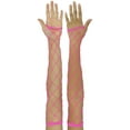 thumbnail image 1 of ToBeInStyle Womens Big Diamond Net Fingerless Long Arm Warmers Rave Gloves - Hot Pink, 1 of 6