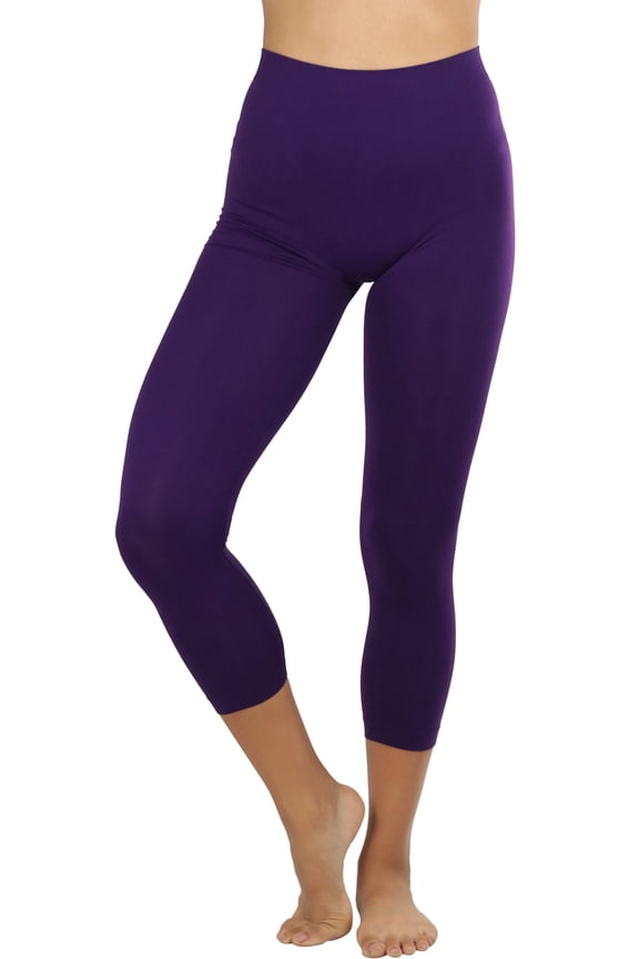 Womens Capri Length Seamless Lightweight Stretch Leggings