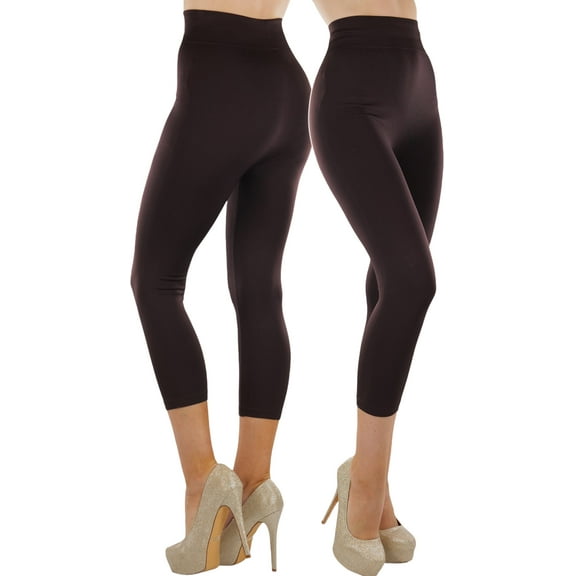 ToBeInStyle Womens Capri Length Wide Waistband Seamless Lightweight Stretch Leggings