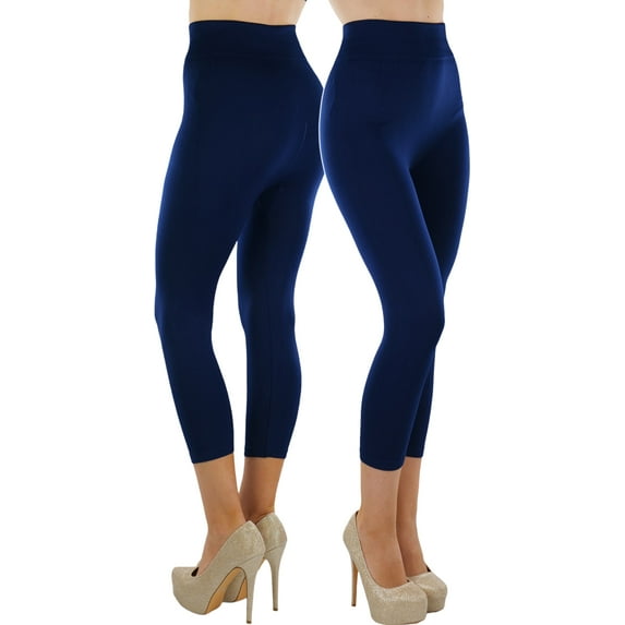 ToBeInStyle Womens Capri Length Wide Waistband Seamless Lightweight Stretch Leggings