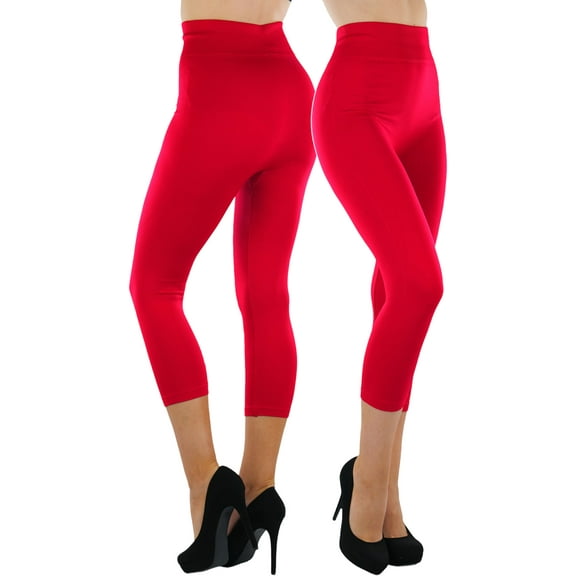 ToBeInStyle Womens Capri Length Wide Waistband Seamless Lightweight Stretch Leggings