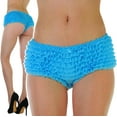 thumbnail image 1 of ToBeInStyle Womens Chiffon Ruffle Lace Trim Polyester Blend Booty Shorts - Turquoise, 1 of 7