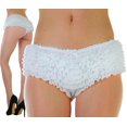 thumbnail image 1 of ToBeInStyle Womens Chiffon Ruffle Lace Trim Polyester Blend Booty Shorts - White, 1 of 7