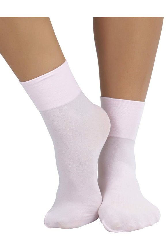 Womens Classic Opaque Nylon Anklet Fashion Novelty Socks - Baby Pink