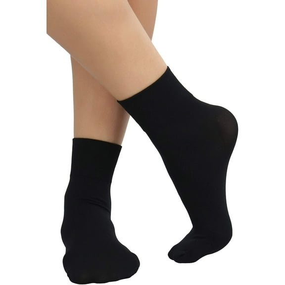ToBeInStyle Womens Classic Opaque Nylon Anklet Fashion Novelty Socks - Black