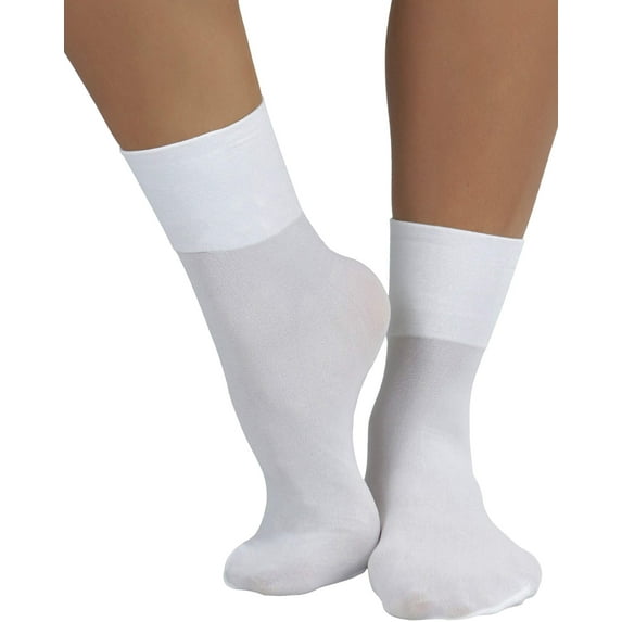 ToBeInStyle Womens Classic Opaque Nylon Anklet Fashion Novelty Socks - White