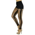 thumbnail image 1 of ToBeInStyle Womens Diamond Net w/ Opaque Side Seam Spandex Footless Tights - Black - One Size, 1 of 6