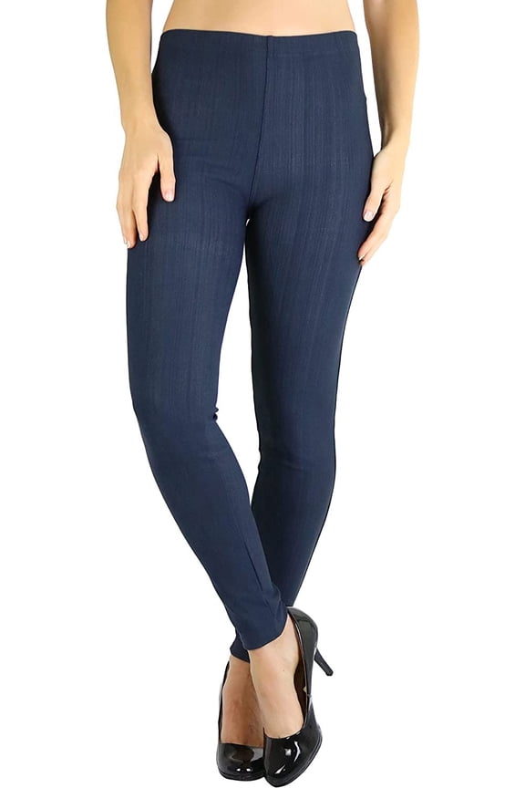 Womens Easy Pull-On Denim Skinny Fit Comfort Stretch Leggings Jeggings