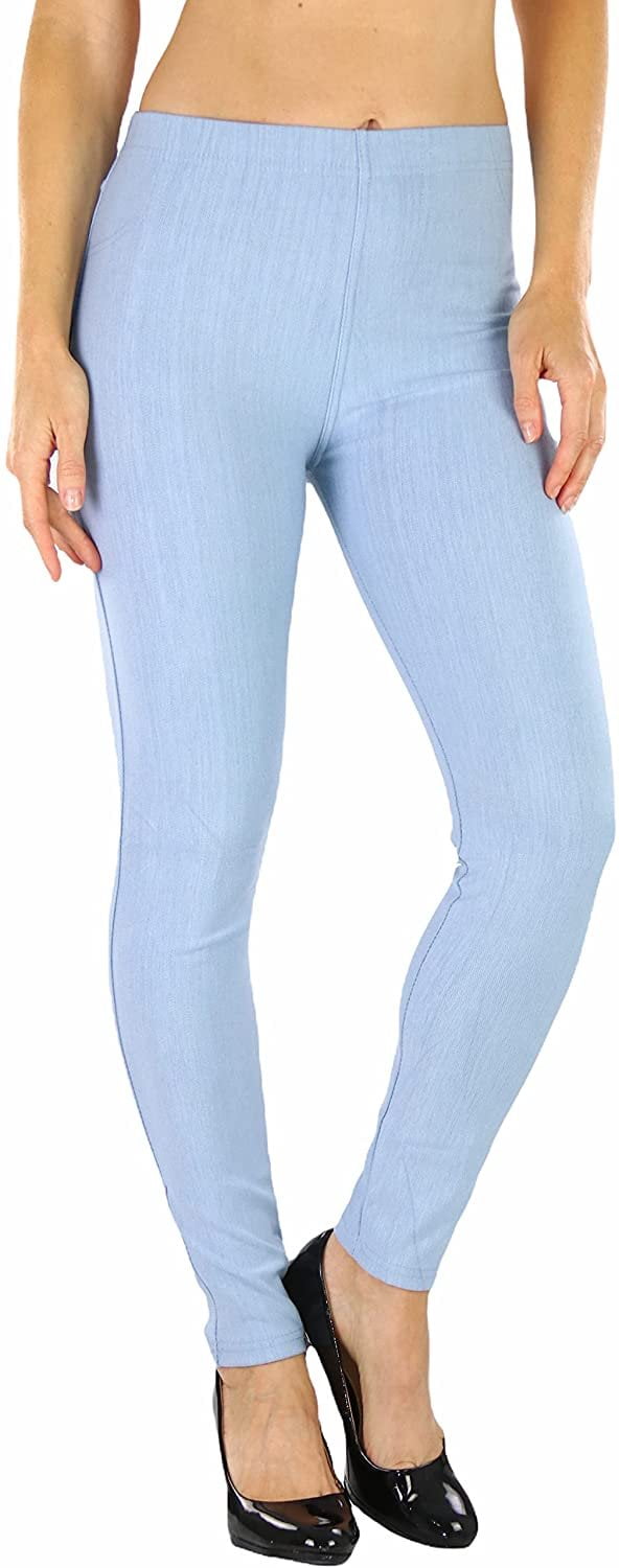 Womens Easy Pull-On Denim Skinny Fit Comfort Stretch Leggings Jeggings