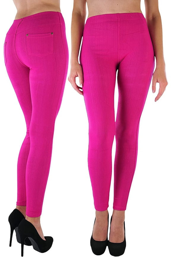 Womens Easy Pull-On Denim Skinny Fit Comfort Stretch Leggings Jeggings