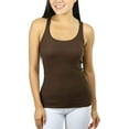 thumbnail image 1 of ToBeInStyle Womens Essential Ribbed Racerback Versatile Layering Cotton Blend Tank Top - Java Brown - 3X, 1 of 5