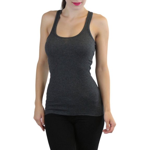 ToBeInStyle Womens Essential Ribbed Racerback Versatile Layering Cotton Blend Tank Top